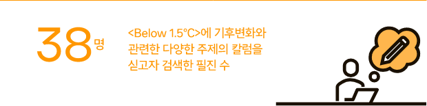 [38명] <Below 1.5℃>에 기후변화와 관련한 다양한 주제의 칼럼을 싣고자 검색한 필진 수